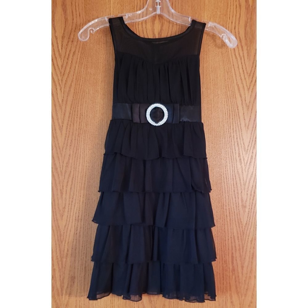 Cute Candie's Black Ruffly Layered Dress Sz 8